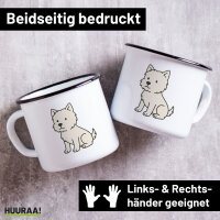 Emaille Tasse West Highland White Terrier Comic Westie...