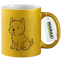 Glitzertasse West Highland White Terrier Comic Westie 330ml