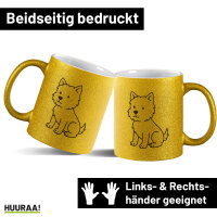 Glitzertasse West Highland White Terrier Comic Westie 330ml