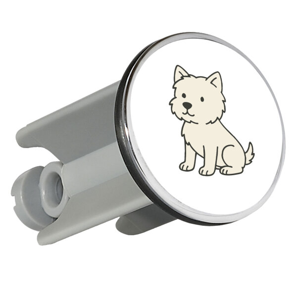 Waschbeckenstöpsel West Highland White Terrier Comic Westie 4cm Abflussstopfen