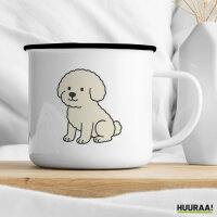 Emaille Tasse Bichon Frisé Comic Bichie 300ml Vintage Emaille Becher