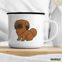 Emaille Tasse Pekingese Comic Peki 300ml Vintage Emaille Becher