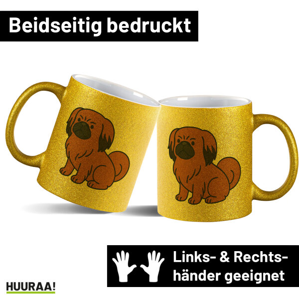 Glitzertasse Pekingese Comic Peki 330ml