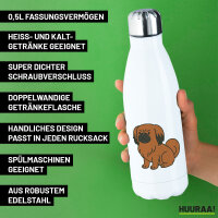 Edelstahl-Trinkflasche Pekingese Comic Peki 500ml Wasserflasche