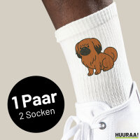 Unisex Socken Pekingese Comic Peki Größe 37/46 White Motiv Tennissocken