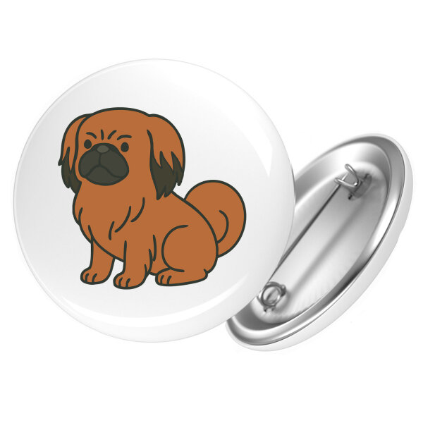 Button Pekingese Comic Peki rund