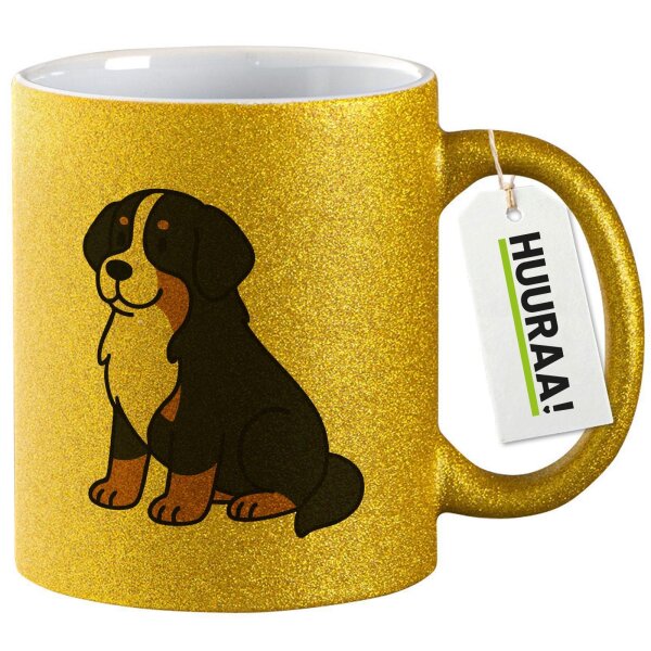 Glitzertasse Berner Sennenhund Comic Berner 330ml