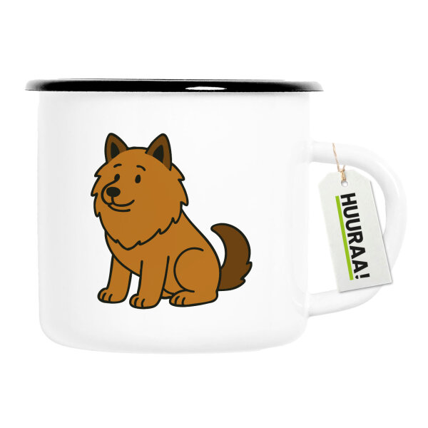 Emaille Tasse Eurasier Comic Euri 300ml Vintage Emaille Becher
