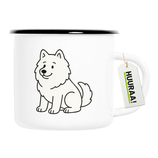 Emaille Tasse Samojede Comic Samo 300ml Vintage Emaille Becher