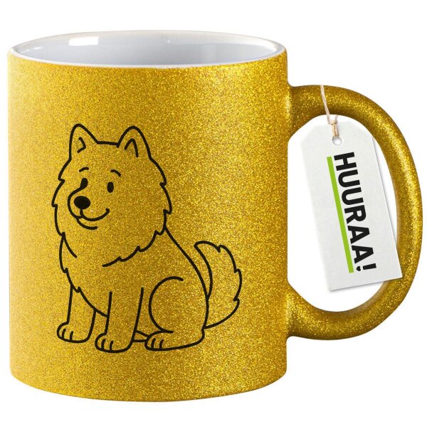 Glitzertasse Samojede Comic Samo 330ml