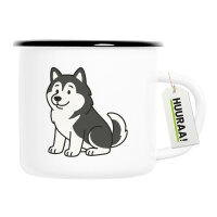 Emaille Tasse Alaskan Malamute Comic Mali 300ml Vintage...