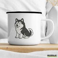 Emaille Tasse Alaskan Malamute Comic Mali 300ml Vintage Emaille Becher