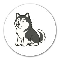 Aufkleber Alaskan Malamute Comic Mali 10cm rund