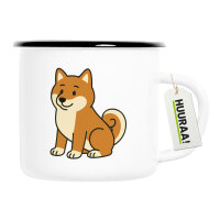 Emaille Tasse Shiba Inu Comic Shibi 300ml Vintage Emaille...