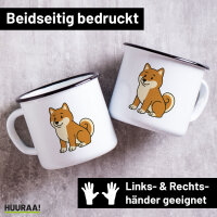 Emaille Tasse Shiba Inu Comic Shibi 300ml Vintage Emaille...