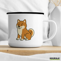 Emaille Tasse Shiba Inu Comic Shibi 300ml Vintage Emaille Becher