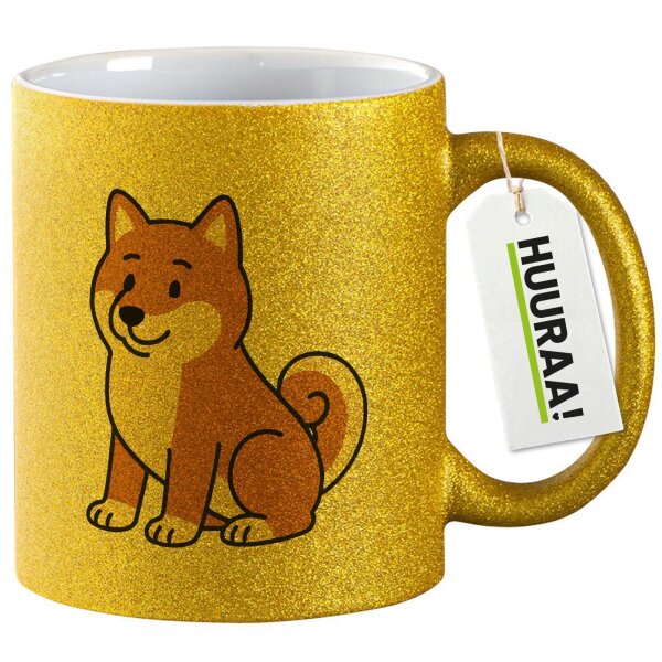 Glitzertasse Shiba Inu Comic Shibi 330ml