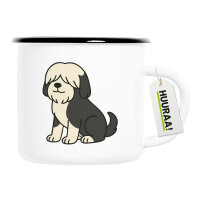 Emaille Tasse Tibet Terrier Comic Tibi 300ml Vintage...