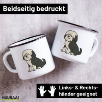 Emaille Tasse Tibet Terrier Comic Tibi 300ml Vintage...