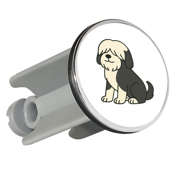 Waschbeckenstöpsel Tibet Terrier Comic Tibi 4cm Abflussstopfen