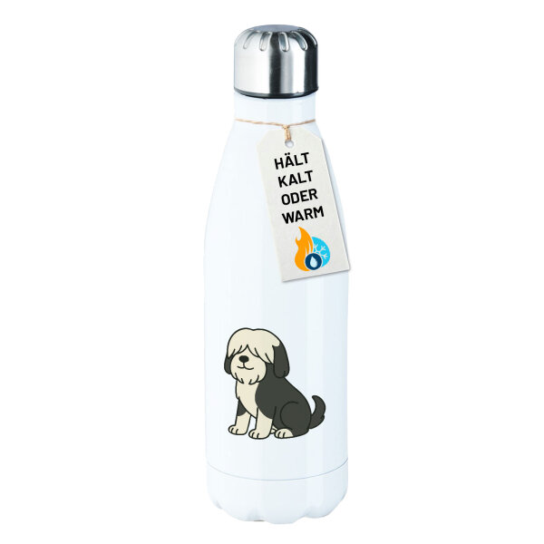 Edelstahl-Trinkflasche Tibet Terrier Comic Tibi 500ml Wasserflasche
