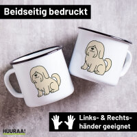 Emaille Tasse Lhasa Apso Comic Lhasie 300ml Vintage Emaille Becher