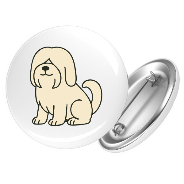 Button Lhasa Apso Comic Lhasie rund