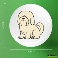 Button Lhasa Apso Comic Lhasie rund