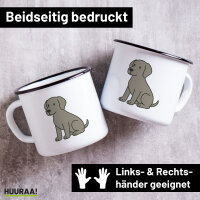 Emaille Tasse Weimaraner Comic Weimi 300ml Vintage...