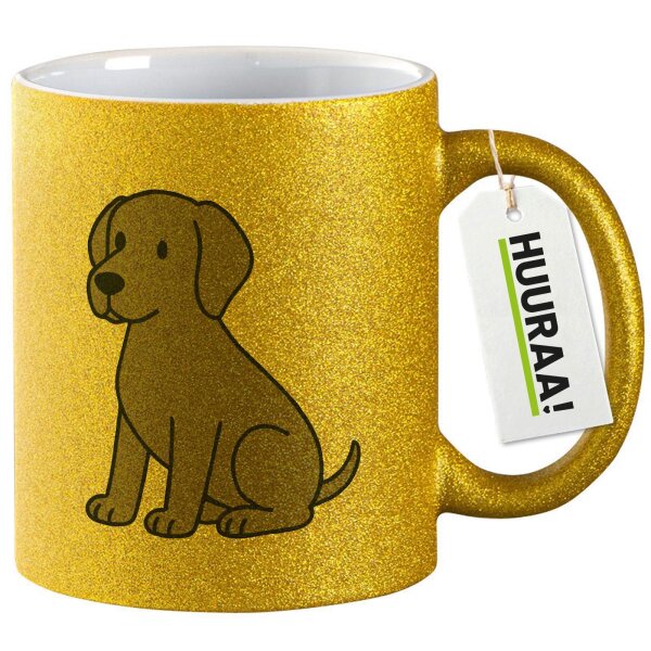 Glitzertasse Weimaraner Comic Weimi 330ml