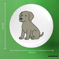 Button Weimaraner Comic Weimi rund