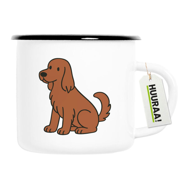Emaille Tasse Irish Setter Comic Iri 300ml Vintage Emaille Becher
