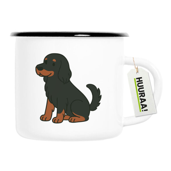 Emaille Tasse Gordon Setter Comic Gordi 300ml Vintage Emaille Becher