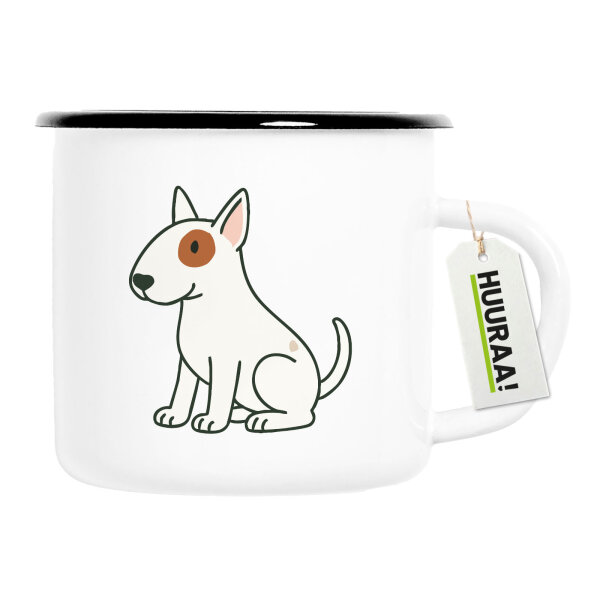Emaille Tasse Bullterrier Comic Bulli 300ml Vintage Emaille Becher