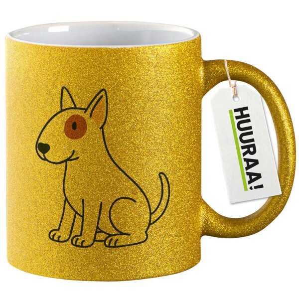 Glitzertasse Bullterrier Comic Bulli 330ml