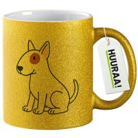 Glitzertasse Bullterrier Comic Bulli 330ml
