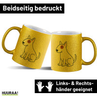 Glitzertasse Bullterrier Comic Bulli 330ml