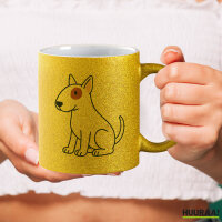 Glitzertasse Bullterrier Comic Bulli 330ml