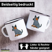 Emaille Tasse Australian Cattle Dog Comic Heeler 300ml...