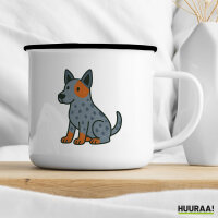 Emaille Tasse Australian Cattle Dog Comic Heeler 300ml Vintage Emaille Becher