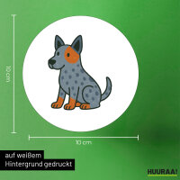 Aufkleber Australian Cattle Dog Comic Heeler 10cm rund