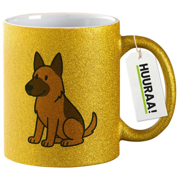 Glitzertasse Malinois Comic Malis 330ml