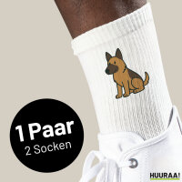 Unisex Socken Malinois Comic Malis Größe 37/46 White Motiv Tennissocken