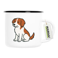 Emaille Tasse Kooikerhondje Comic Kooikie 300ml Vintage Emaille Becher