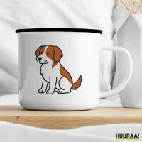 Emaille Tasse Kooikerhondje Comic Kooikie 300ml Vintage Emaille Becher