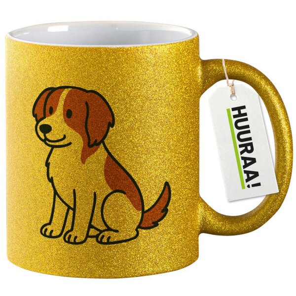 Glitzertasse Kooikerhondje Comic Kooikie 330ml
