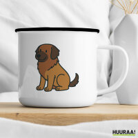 Emaille Tasse Leonberger Comic Leo 300ml Vintage Emaille Becher