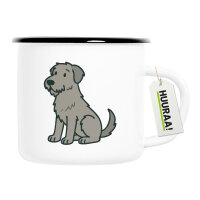 Emaille Tasse Irish Wolfhound Comic Wolfi 300ml Vintage Emaille Becher