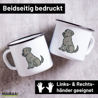 Emaille Tasse Irish Wolfhound Comic Wolfi 300ml Vintage Emaille Becher