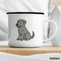 Emaille Tasse Irish Wolfhound Comic Wolfi 300ml Vintage Emaille Becher